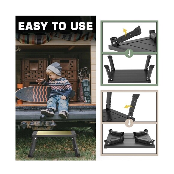 Adjustable Height Aluminum RV Step Stool Stable Foldable Platform Support 1k lbs - Picture 4 of 16